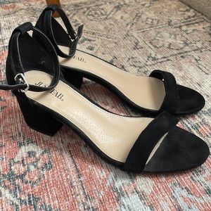 JustFab Black Ankle Strap Pumps